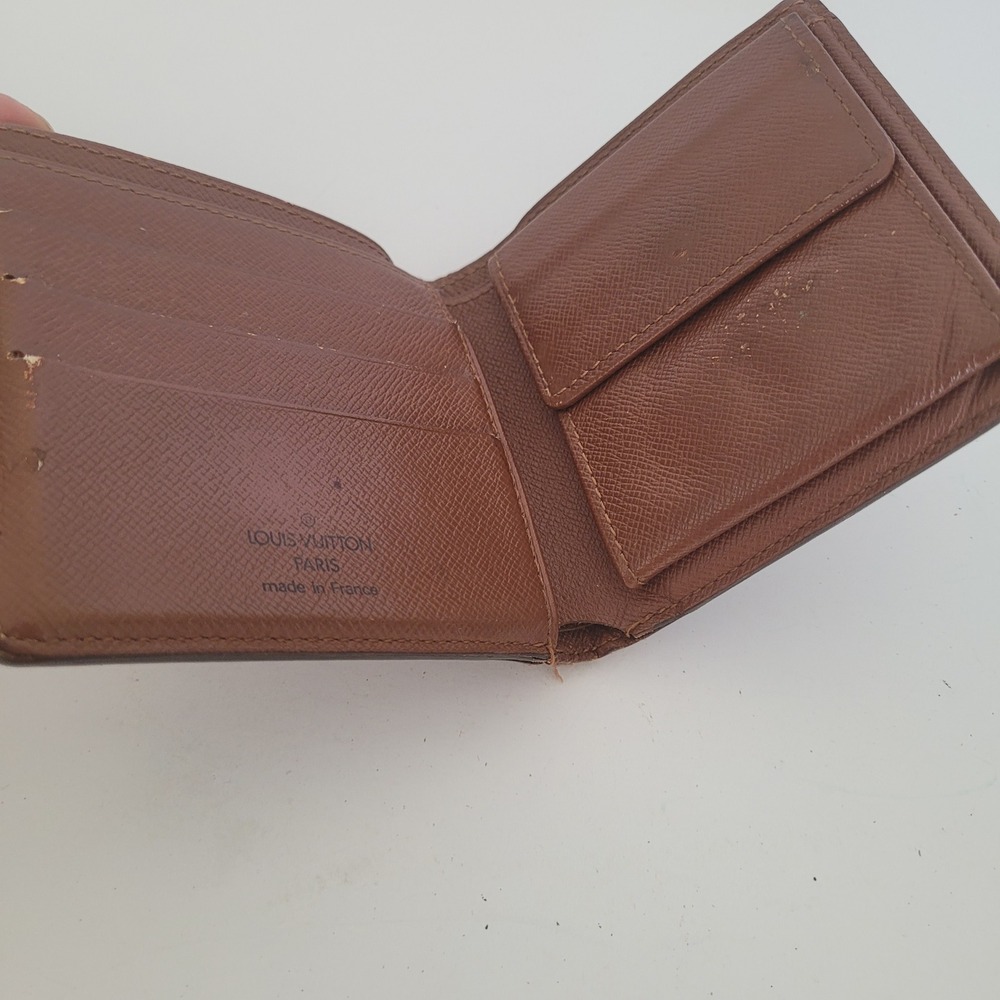 Louis Vuitton Monogram Bifold Wallet Brown Canvas Coin Pocket Made in France - Picture 3 of 12